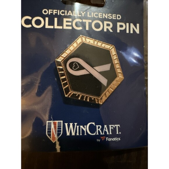 WinCraft Breast Cancer Awareness Pin Lapel Hexagon Diamond BCA Ribbon Pink NEW - Picture 2 of 2